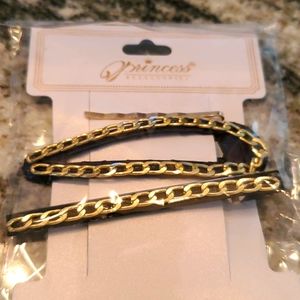 Princess Accessories Gold Chain Hair Clips